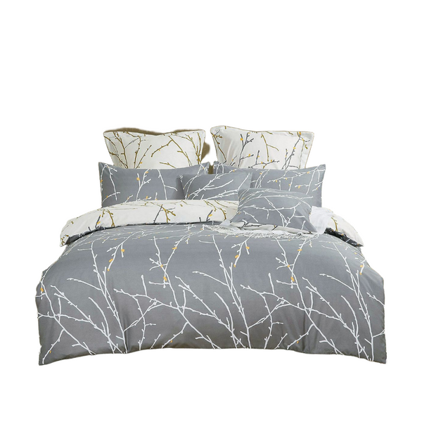 Quilt Covers Tree Reversible Queen Size Grey Duvet Quilt Cover Set