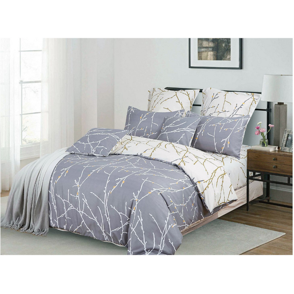 Quilt Covers Tree Reversible Queen Size Grey Duvet Quilt Cover Set