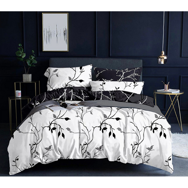 Quilt Covers Tree Reversible Quilt/Duvet Cover Set Black