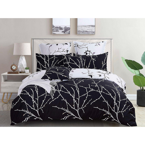 Quilt Covers Tree Reversible Quilt/Duvet Cover Set Black