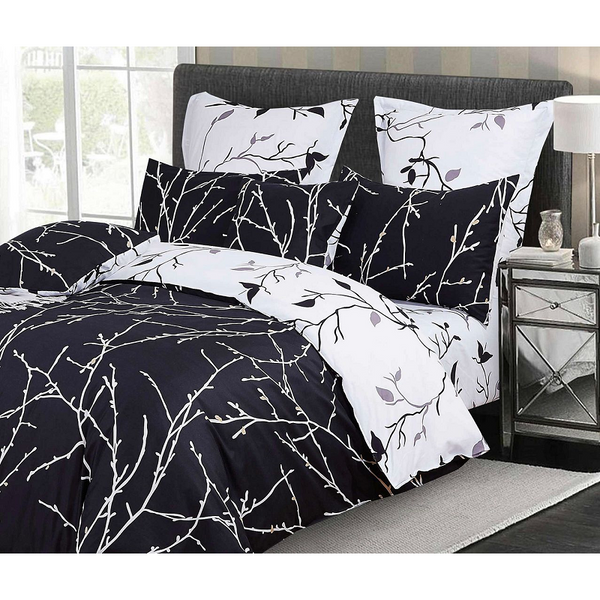 Quilt Covers Tree Reversible Quilt/Duvet Cover Set Black