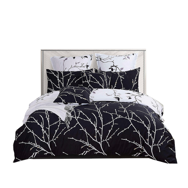 Quilt Covers Tree Reversible Quilt/Duvet Cover Set Black