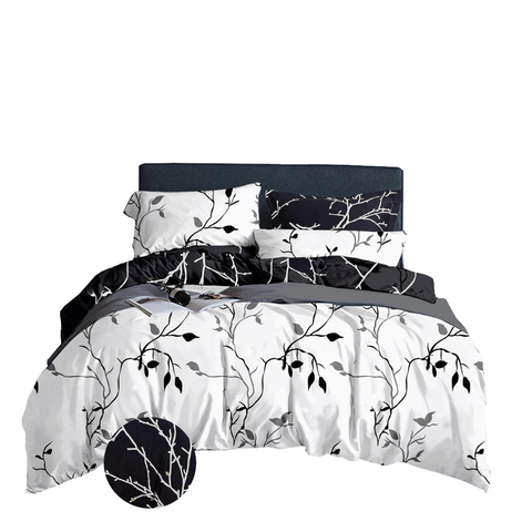Tree Reversible Queen Size White Duvet Quilt Cover Set
