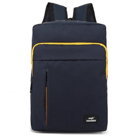 Bags Trend Men Canvas Casual Backpack Junior High School Student Bag Deep Blue