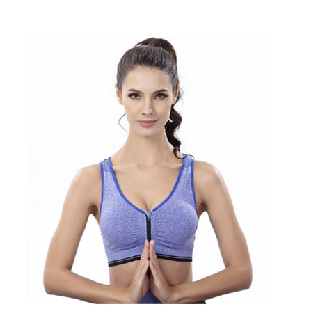 Sports Bras Trendy Zip Front Racerback Padded High Impact Active Bra Yoga