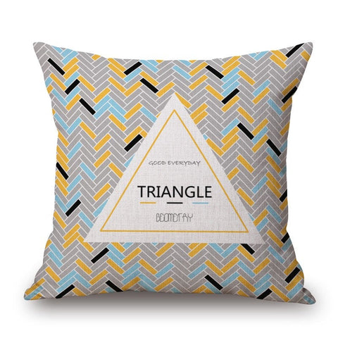 Cushions & Decorative Pillows Triangle On Colour Matching Geometric Cotton Linen Pillow Cover