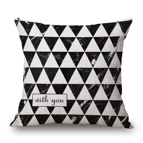 Cushions & Decorative Pillows Triangles On Black White Geometry Cotton Linen Pillow Cover