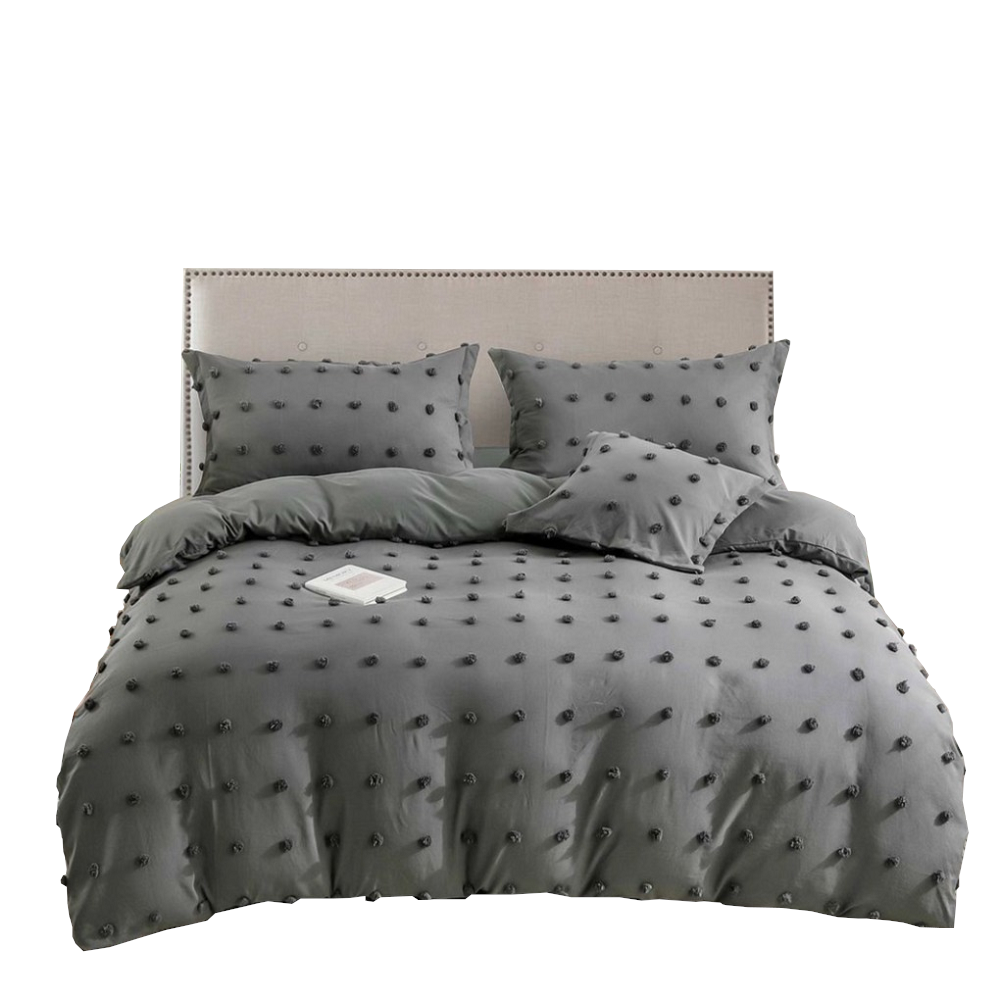 Quilt Covers Tufted Dot Jacquard Grey Duvet Quilt Cover Set