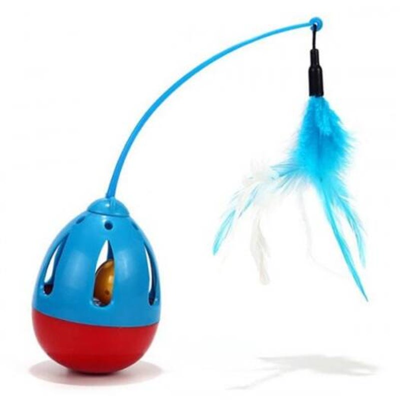 Cat Toys Funny Pet Interactive Tumbler Feather Cat Teaser Training Toy