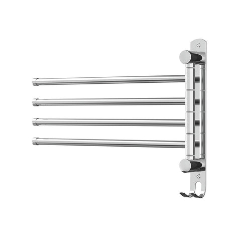 Towel Racks Towel Rail Rack Holder 4 Bars Wall Mounted Stainless Steel Swivel Hook