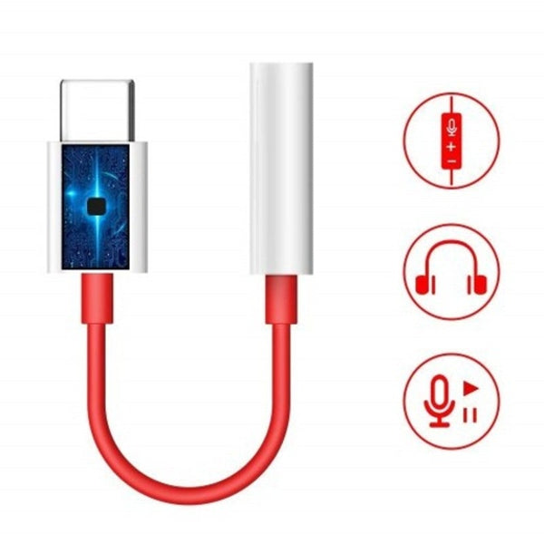 Type C To 3.5Mm Earphone Jack Adapter For Oneplus 7 Pro / P30 Red