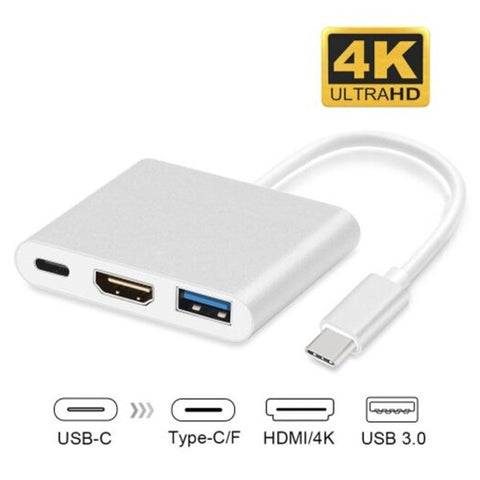 USB Cables, Hubs & Adapters Type C To Usb 3.0 / Hdmi Female 4K Hub Adapter Silver