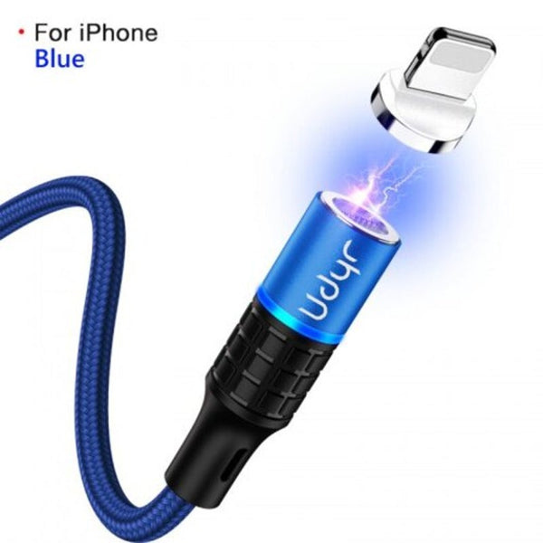 Magnetic 3A Usb Cable Fast Charging 360 Round Modeling Android Type Data For Iphone Blue 100Cm