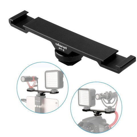 Other Cameras, Accessories Pt2 Double Hot Shoe Mount Extension Bar Dual Bracket With 1/4" Thread For Mic/ Lights