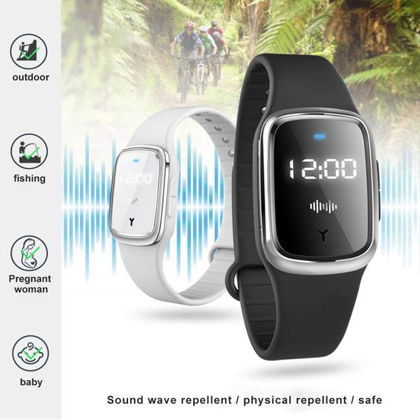Pest Insect Repellents Ultrasonic Rechargeable And Mosquito Wristband With Clock Function