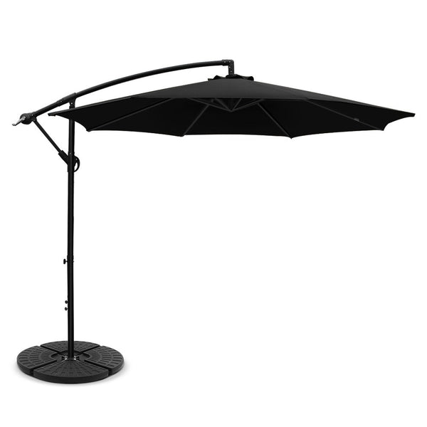 Patio Umbrellas Instahut 3M Umbrella With 48X48cm Base Outdoor Umbrellas Cantilever Sun Beach Garden Patio