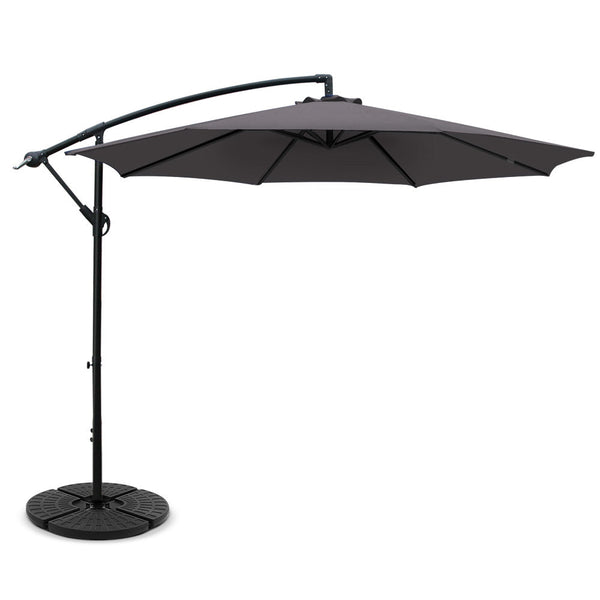 Patio Umbrellas Instahut 3M Umbrella With 48X48cm Base Outdoor Umbrellas Cantilever Sun Beach Garden Patio