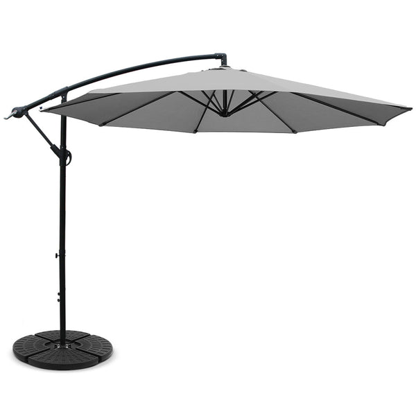 Patio Umbrellas Instahut 3M Umbrella With 48X48cm Base Outdoor Umbrellas Cantilever Sun Beach Garden Patio