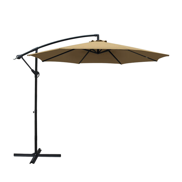 Patio Umbrellas Instahut 3M Cantilevered Outdoor Umbrella Beige