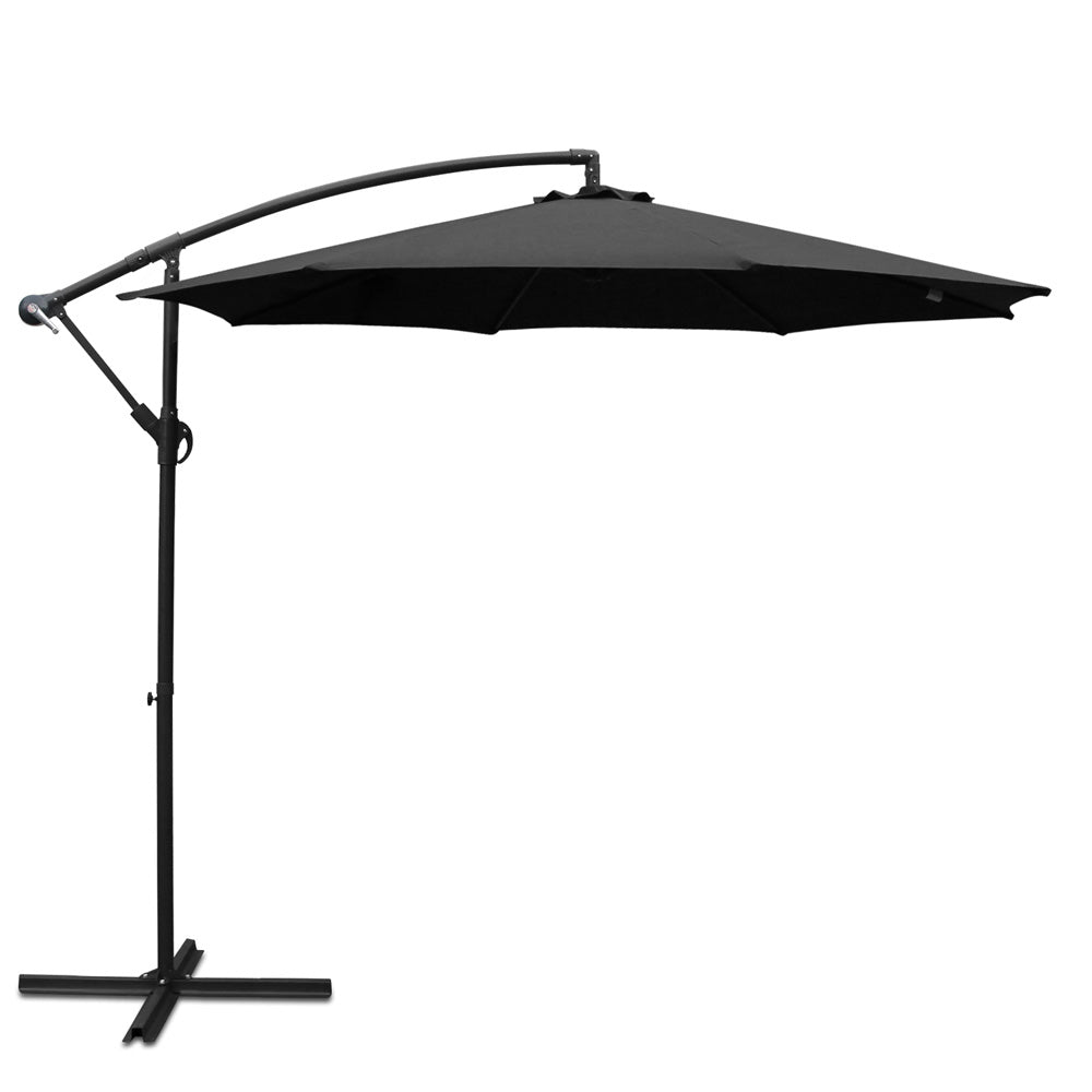 Patio Umbrellas Instahut 3M Cantilevered Outdoor Umbrella Black