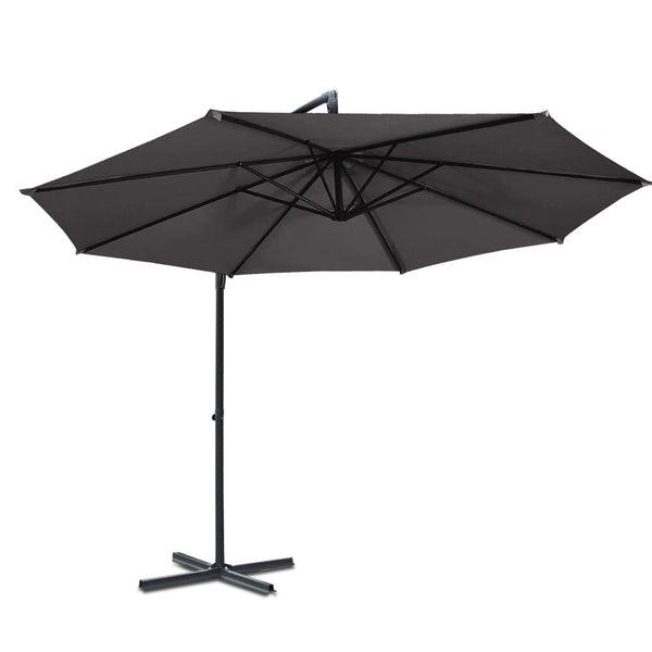 Patio Umbrellas Instahut Outdoor Umbrella 3M Cantilever Beach Garden Patio Charcoal