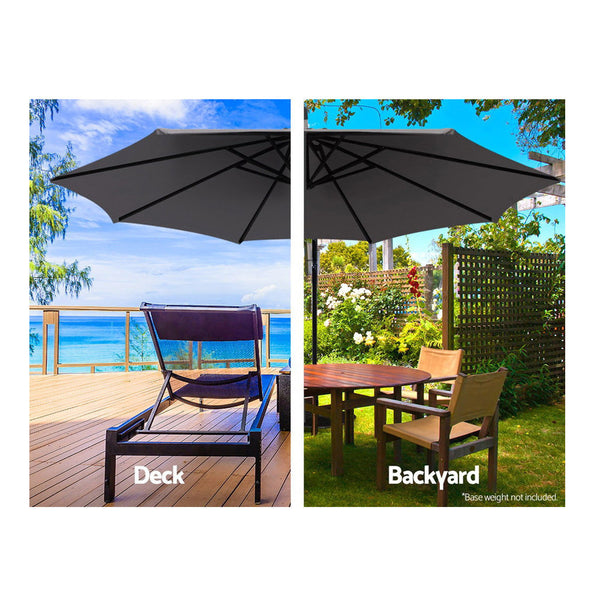 Patio Umbrellas Instahut Outdoor Umbrella 3M Cantilever Beach Garden Patio Charcoal