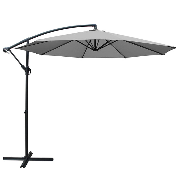 Patio Umbrellas Instahut Outdoor Umbrella 3M Cantilever Beach Garden Grey