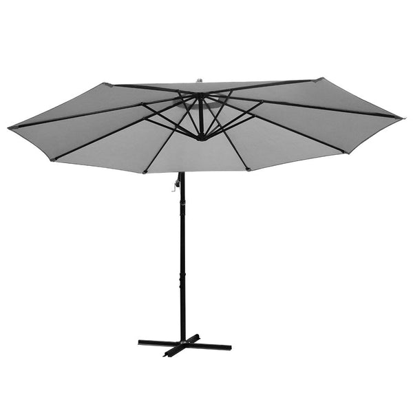 Patio Umbrellas Instahut Outdoor Umbrella 3M Cantilever Beach Garden Grey