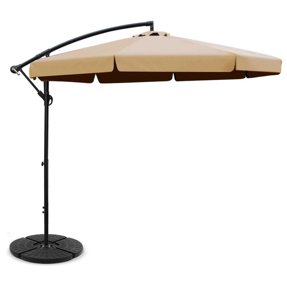 Patio Umbrellas Instahut 3M Umbrella With 48X48cm Base Outdoor Umbrellas Cantilever Sun Beach Uv