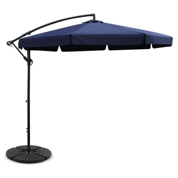 Patio Umbrellas Instahut 3M Umbrella With 48X48cm Base Outdoor Umbrellas Cantilever Sun Beach Uv