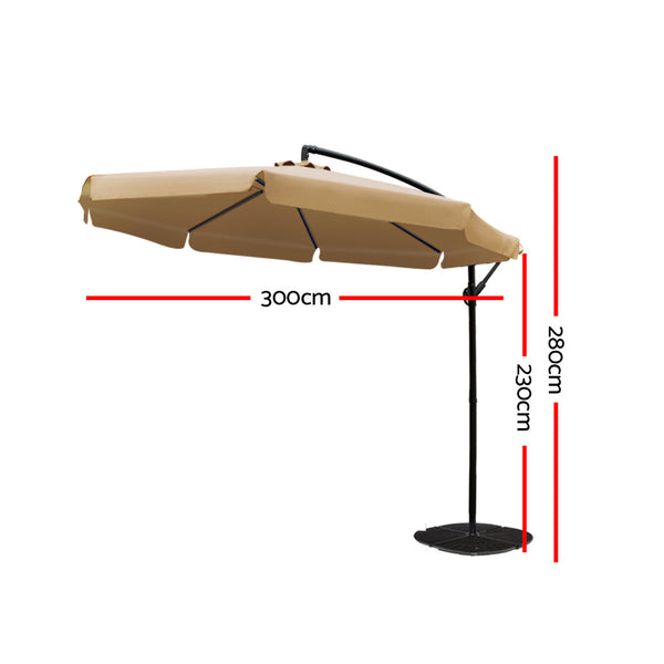 Patio Umbrellas Instahut 3M Outdoor Umbrella Beige