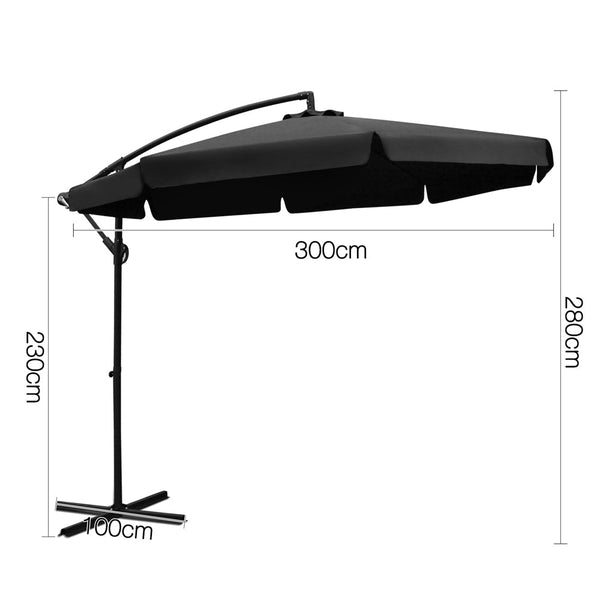 Patio Umbrellas Instahut 3M Outdoor Umbrella Black