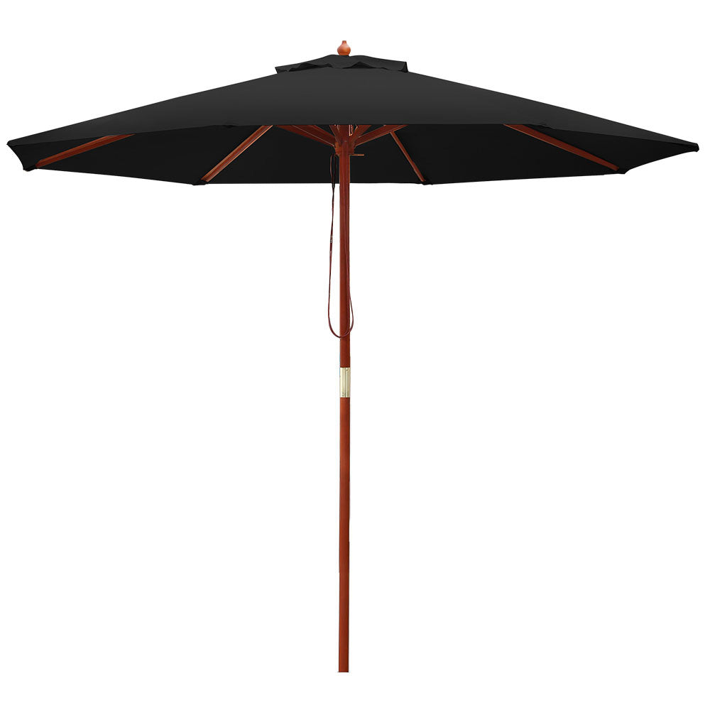 Patio Umbrellas Instahut Outdoor Umbrella 2.7M Pole Cantilever Stand Garden Umbrellas Patio Black