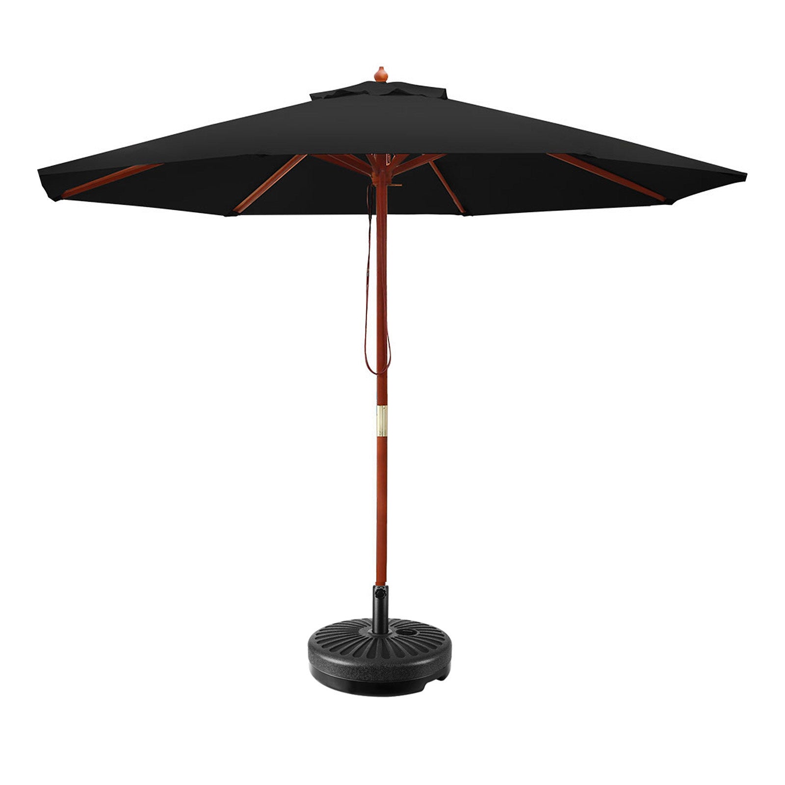 Patio Umbrellas Instahut Outdoor Umbrella 2.7M With Base Pole Umbrellas Garden Stand Deck Black