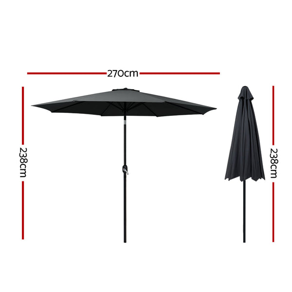 Patio Umbrellas Instahut Outdoor Umbrella Umbrellas Beach Garden Tilt Sun Patio Deck Pole 2.7M