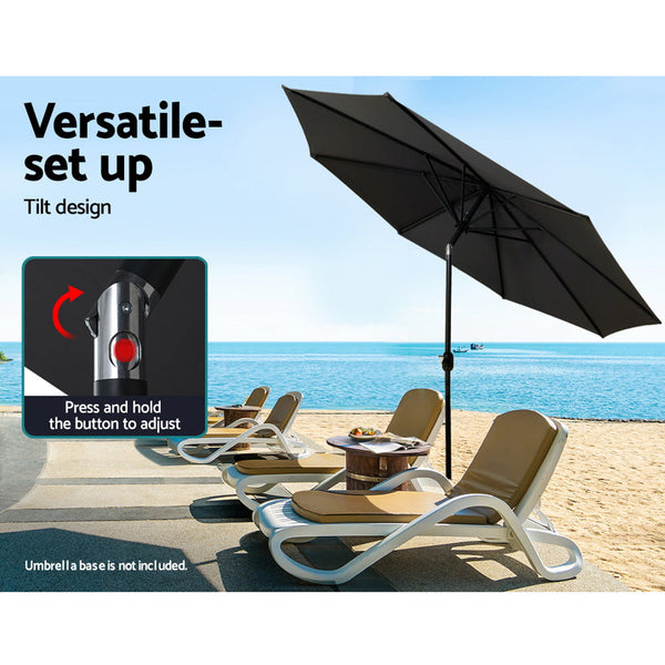 Patio Umbrellas Instahut Outdoor Umbrella Umbrellas Beach Garden Tilt Sun Patio Deck Pole 2.7M