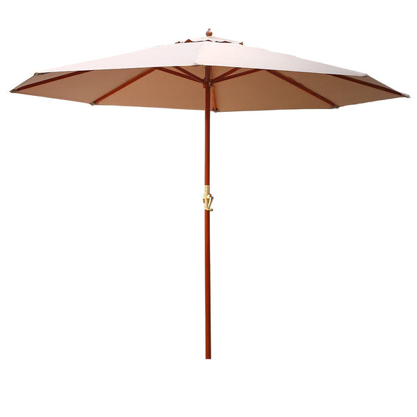 Patio Umbrellas Instahut Outdoor Umbrella 3M Pole Cantilever Stand Garden Umbrellas Patio Beige