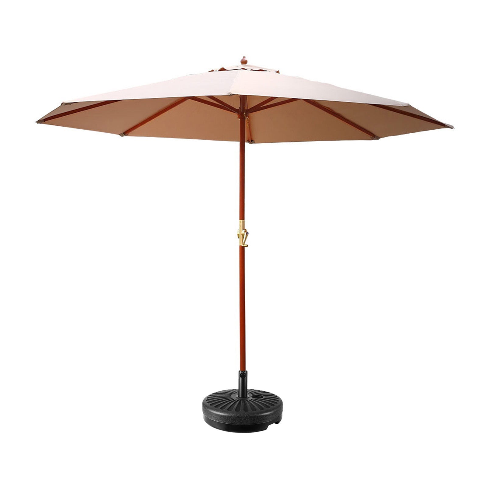 Patio Umbrellas Instahut Outdoor Umbrella Pole Umbrellas 3M With Base Garden Stand Deck Beige