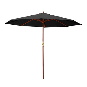 Patio Umbrellas Instahut Outdoor Umbrella 3M Pole Cantilever Stand Garden Umbrellas Patio Black