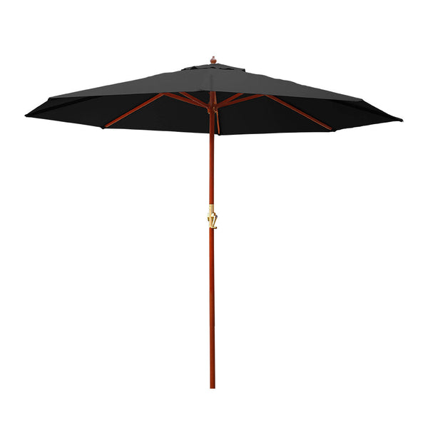 Patio Umbrellas Instahut Outdoor Umbrella 3M Pole Cantilever Stand Garden Umbrellas Patio Black