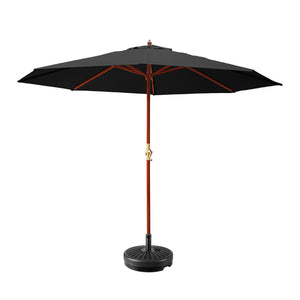 Patio Umbrellas Instahut Outdoor Umbrella 3M With Base Pole Umbrellas Garden Stand Deck Black