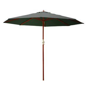 Patio Umbrellas Instahut Outdoor Umbrella 3M Pole Umbrellas Stand Sun Beach Garden Deck Charcoal