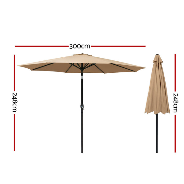 Patio Umbrellas Instahut Outdoor Umbrella 3M Umbrellas Beach Garden Tilt Sun Patio Deck Pole Uv