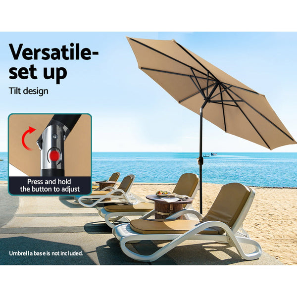 Patio Umbrellas Instahut Outdoor Umbrella 3M Umbrellas Beach Garden Tilt Sun Patio Deck Pole Uv