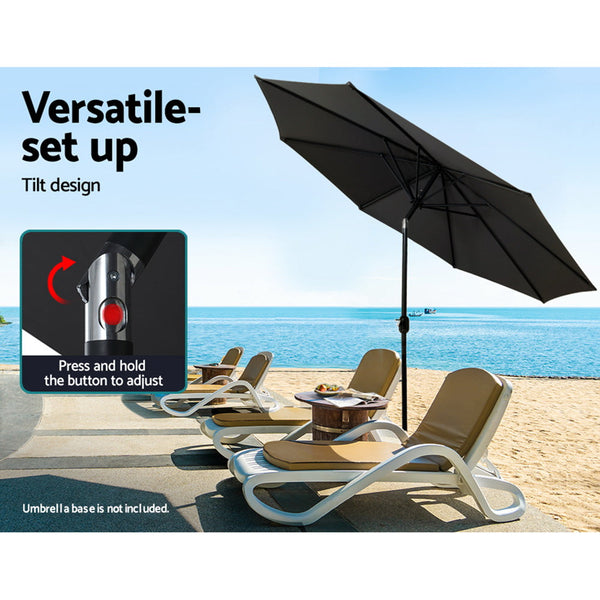 Patio Umbrellas Instahut Outdoor Umbrella 3M Umbrellas Garden Beach Tilt Sun Patio Deck Pole Uv