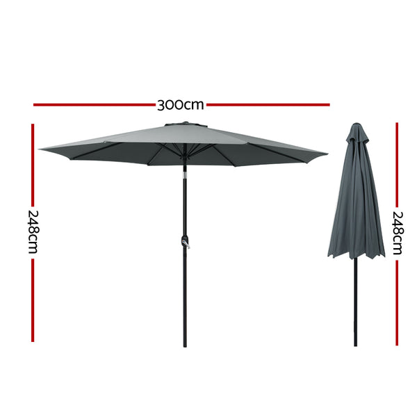 Patio Umbrellas Instahut Outdoor Umbrella 3M Umbrellas Garden Beach Tilt Sun Patio Deck Shelter