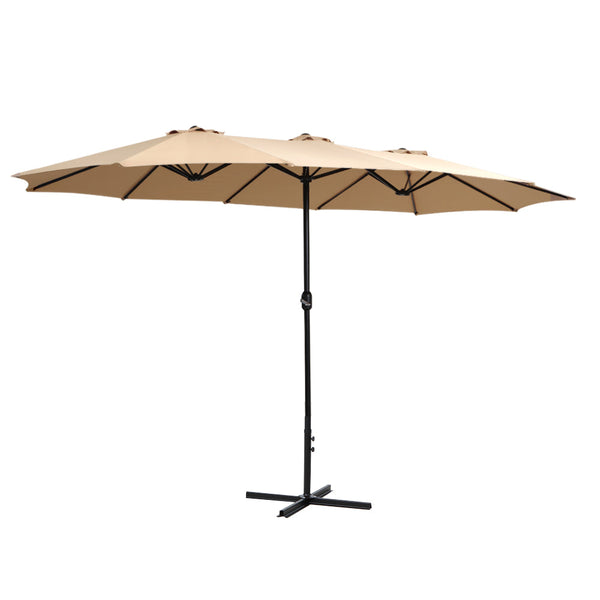 Patio Umbrellas Instahut Outdoor Umbrella Twin Beach Stand Base Garden Sun Shade 4.57M