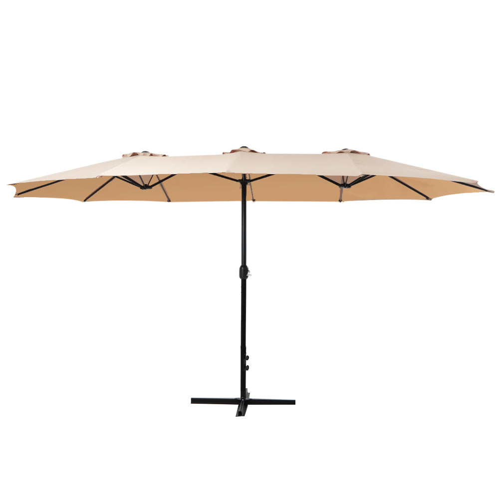 Patio Umbrellas Instahut Outdoor Umbrella Twin Beach Stand Base Garden Sun Shade 4.57M