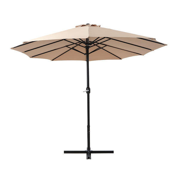 Patio Umbrellas Instahut Outdoor Umbrella Twin Beach Stand Base Garden Sun Shade 4.57M