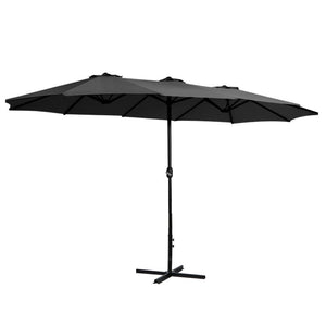 Patio Umbrellas Instahut Outdoor Umbrella Twin Umbrellas Beach Garden Stand Base Sun Shade 4.57M